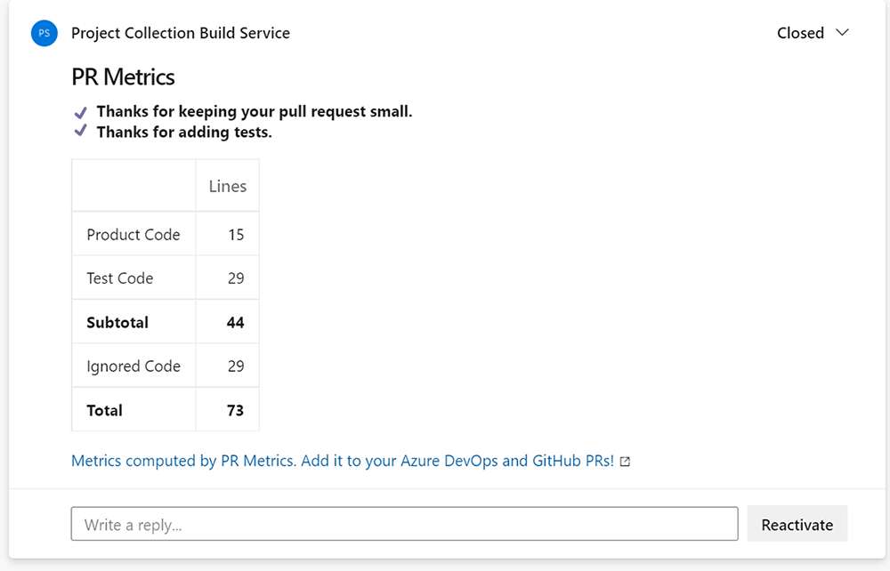 Metrics comment